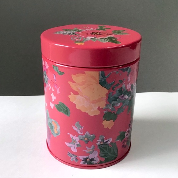 Pioneer Woman Canister Tin W/Lid Country Garden Red Floral Storage Container 5.5 - Picture 4 of 10